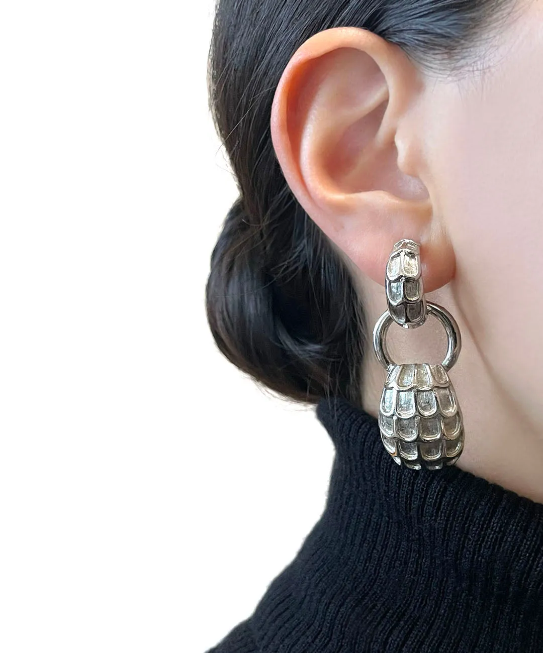 【USA輸入】ヴィンテージ VENDOME 2Way シルバートーン イヤリング/Vintage VENDOME 2Way Silver Clip On Earrings