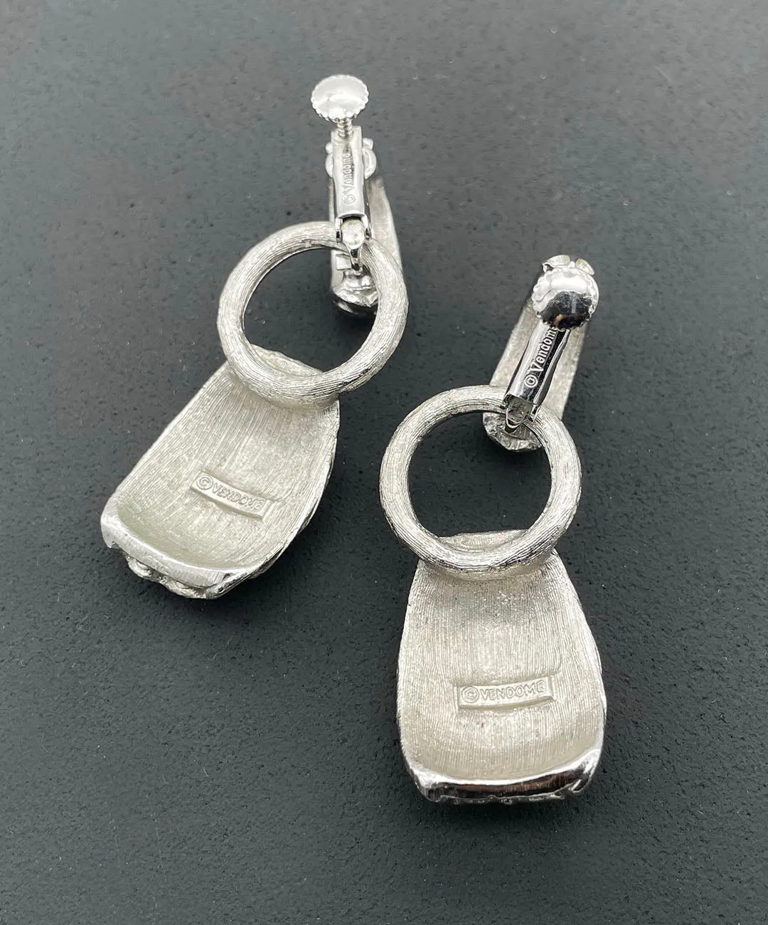 【USA輸入】ヴィンテージ VENDOME 2Way シルバートーン イヤリング/Vintage VENDOME 2Way Silver Clip On Earrings