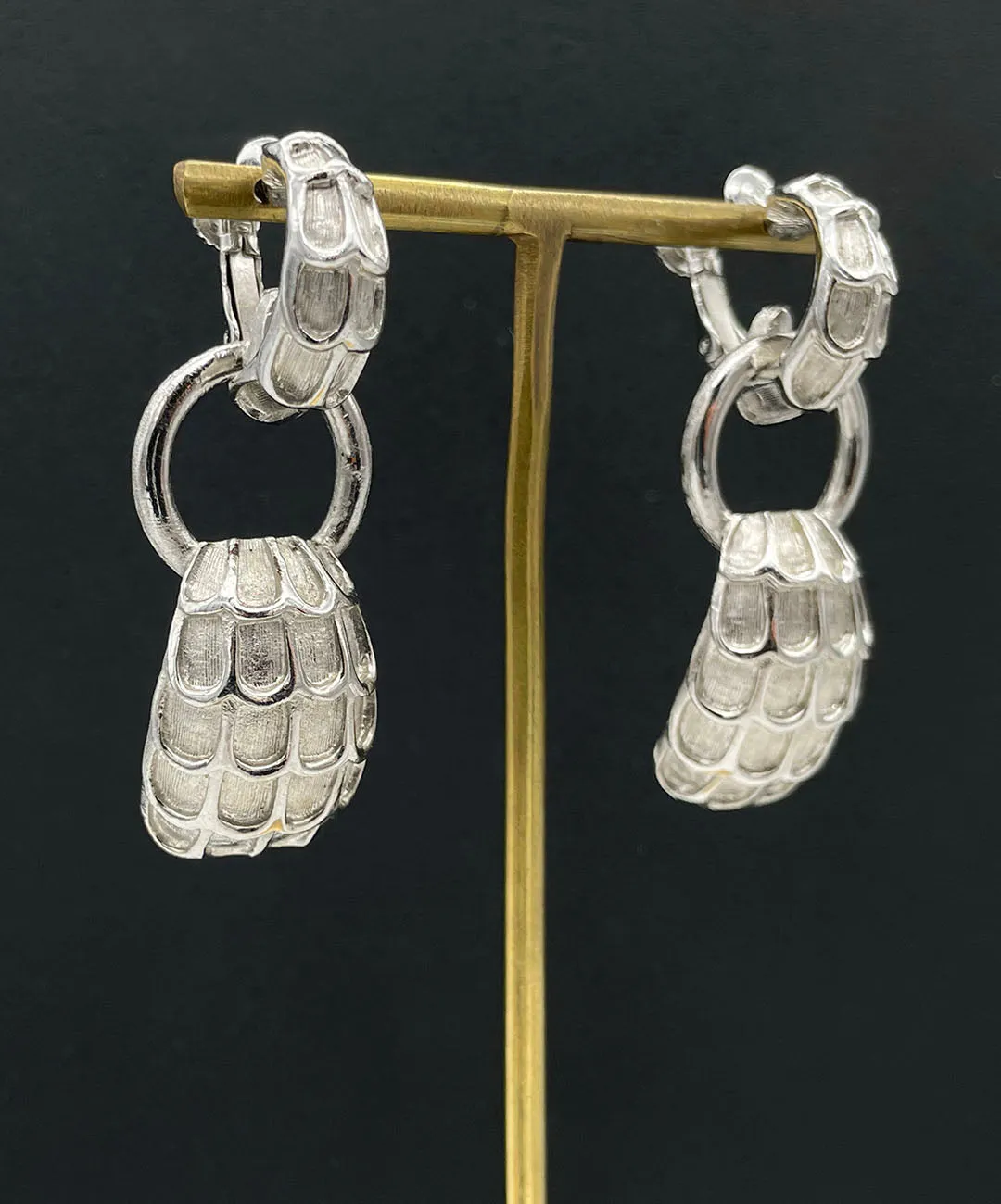 【USA輸入】ヴィンテージ VENDOME 2Way シルバートーン イヤリング/Vintage VENDOME 2Way Silver Clip On Earrings