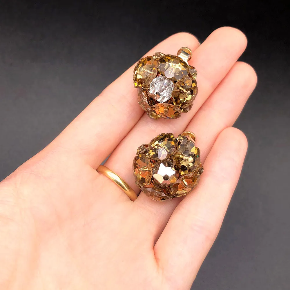 【USA輸入】ヴィンテージ VENDOME ガラスビーズ クラスター イヤリング/Vintage VENDOME Glass Beads Cluster Clip On Earrings