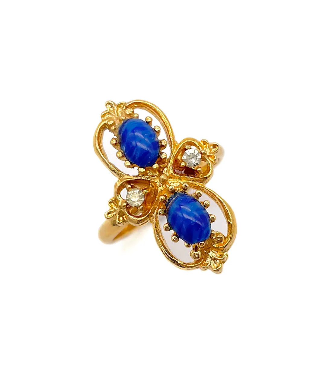 【USA輸入】ヴィンテージ VOGUE ブルー カボション ビジュー リング/Vintage VOGUE Blue Cabochon Bijou Ring