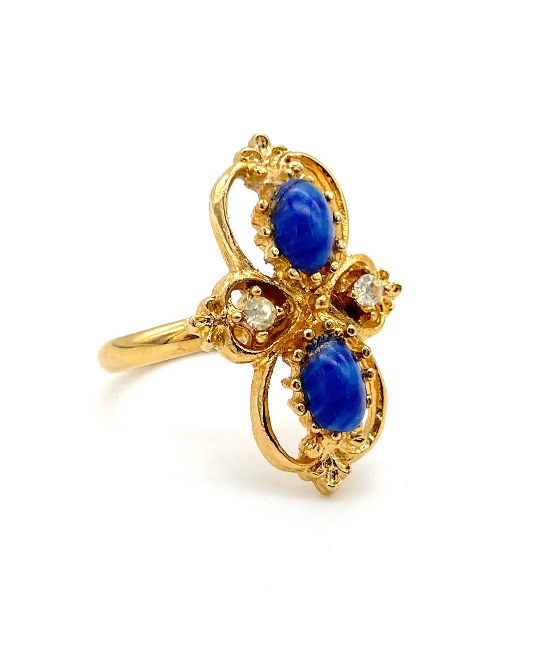 【USA輸入】ヴィンテージ VOGUE ブルー カボション ビジュー リング/Vintage VOGUE Blue Cabochon Bijou Ring