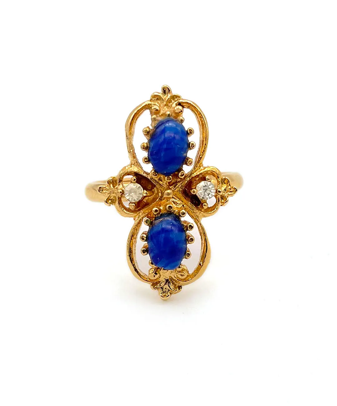 【USA輸入】ヴィンテージ VOGUE ブルー カボション ビジュー リング/Vintage VOGUE Blue Cabochon Bijou Ring