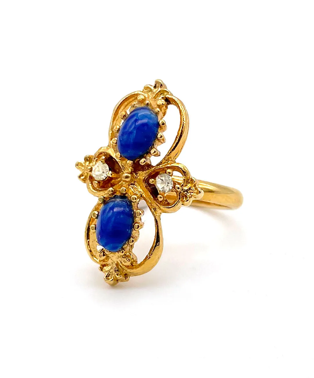 【USA輸入】ヴィンテージ VOGUE ブルー カボション ビジュー リング/Vintage VOGUE Blue Cabochon Bijou Ring