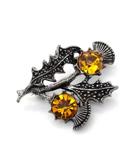 【USA輸入】ヴィンテージ アザミ トパーズオレンジ ビジュー ブローチ/Vintage Thistle Topaz Orange Brooch