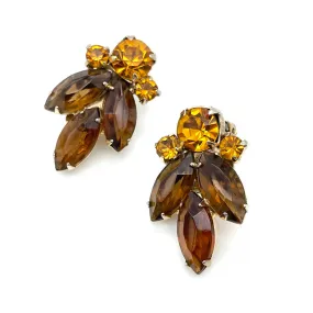 【USA輸入】ヴィンテージ アンバー オレンジ ビジュー イヤリング/Vintage Amber Orange Bijou Clip On Earrings