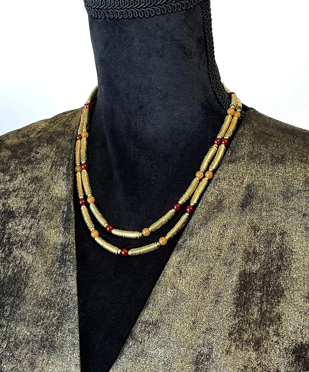 【USA輸入】ヴィンテージ エキゾチック ビーズ ダブル ネックレス/Vintage Exotic Beads Double Necklace