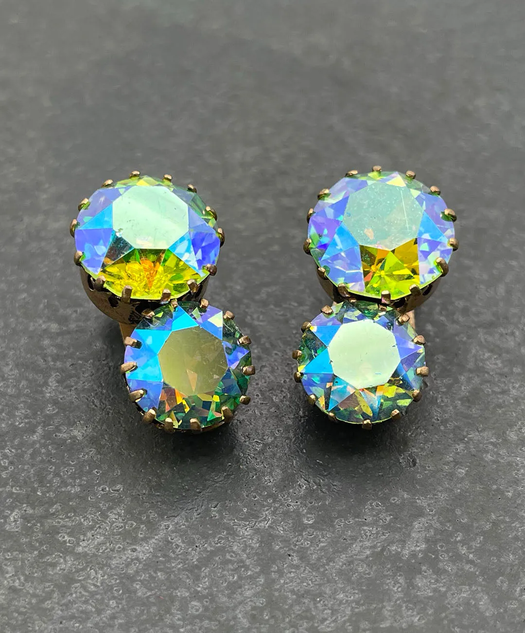 【USA輸入】ヴィンテージ オーストリア製 オーロラ ビジュー イヤリング/Vintage AUSTRIA Aurora Bijou Clip On Earrings