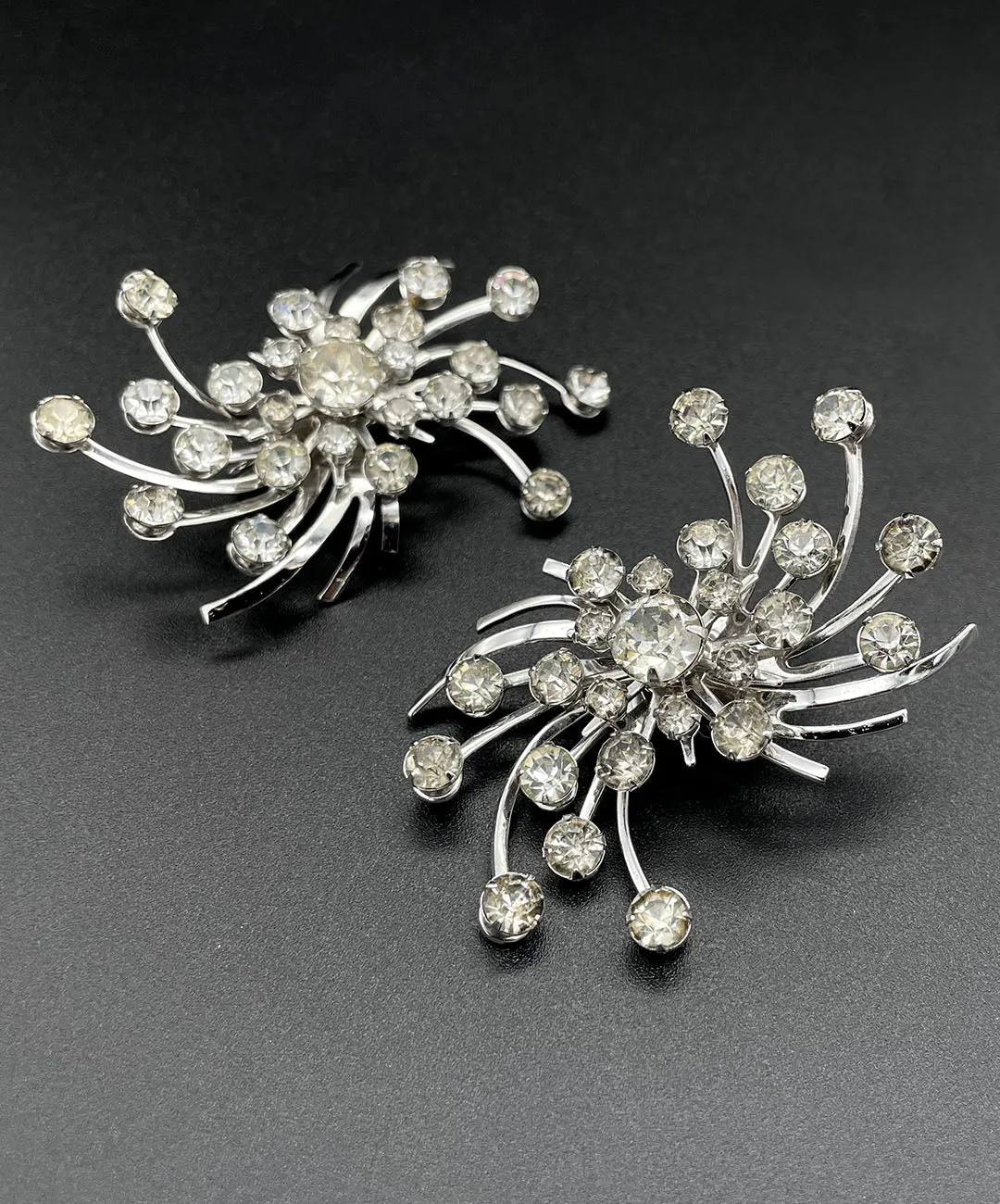 【USA輸入】ヴィンテージ クリア ビジュー スパークル イヤリング/Vintage Clear Bijou Sparkle Clip On Earrings