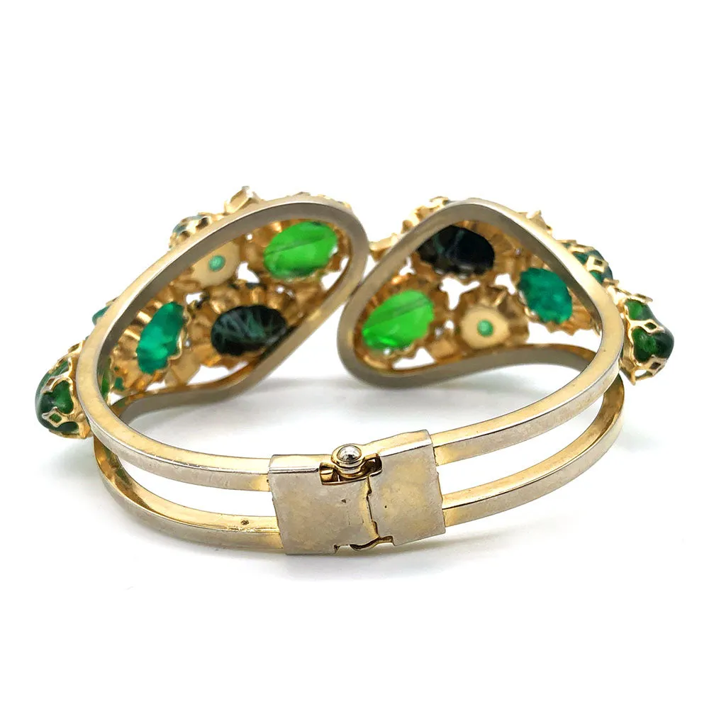 【USA輸入】ヴィンテージ グリーン ラインストーン ビーズ バングル/Vintage Green Rhinestones Beads Bangle