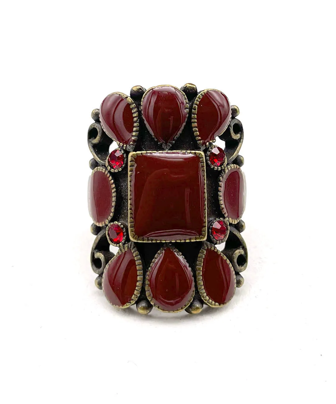 【USA輸入】ヴィンテージ ダークレッド エナメル ビジュー リング/Vintage Dark Red Enamel Bijou Ring