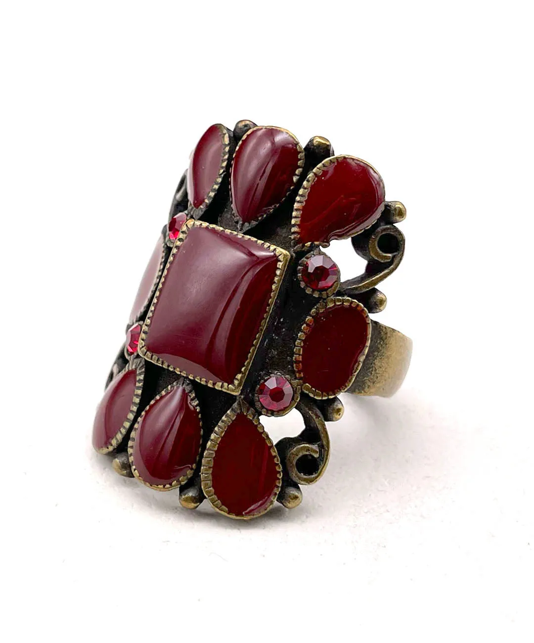 【USA輸入】ヴィンテージ ダークレッド エナメル ビジュー リング/Vintage Dark Red Enamel Bijou Ring