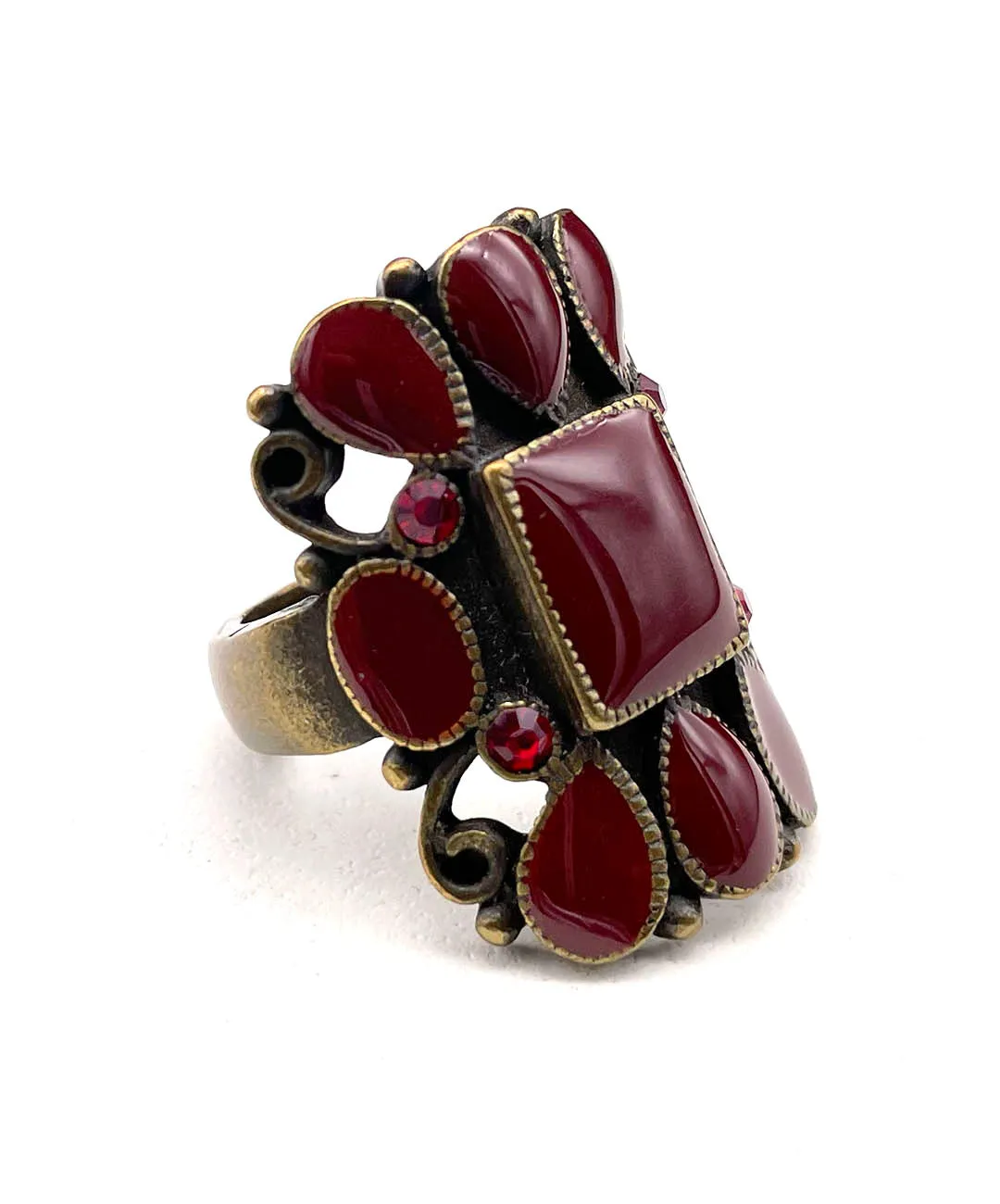 【USA輸入】ヴィンテージ ダークレッド エナメル ビジュー リング/Vintage Dark Red Enamel Bijou Ring