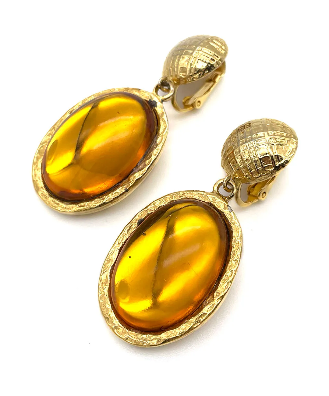 【USA輸入】ヴィンテージ  トパーズ カボション イヤリング/Vintage Topaz Cabochon Clip On Earrings