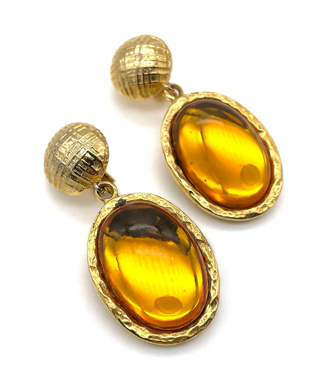 【USA輸入】ヴィンテージ  トパーズ カボション イヤリング/Vintage Topaz Cabochon Clip On Earrings