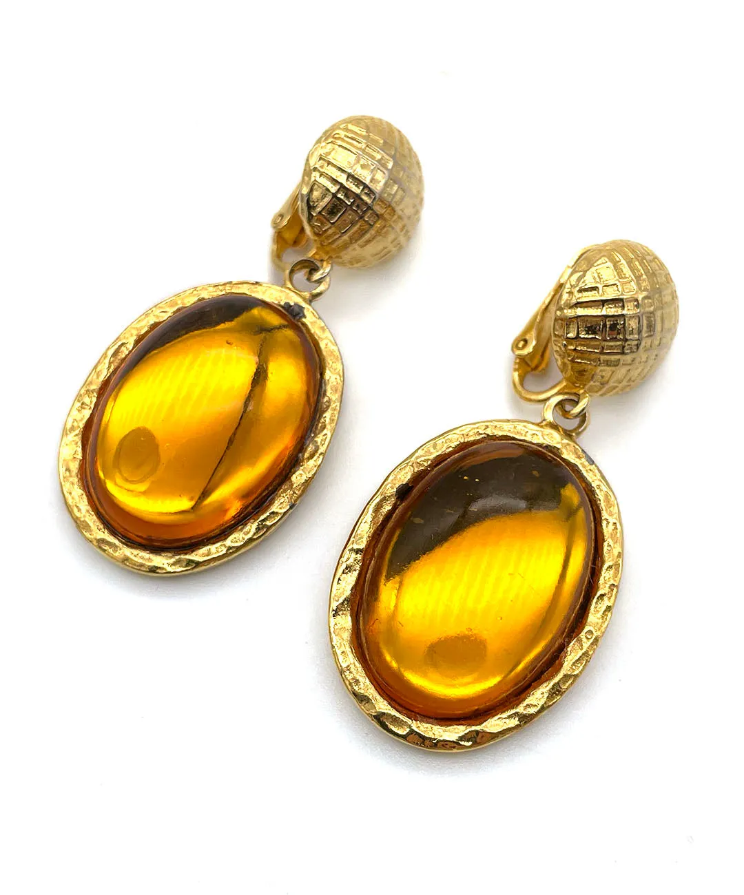 【USA輸入】ヴィンテージ  トパーズ カボション イヤリング/Vintage Topaz Cabochon Clip On Earrings