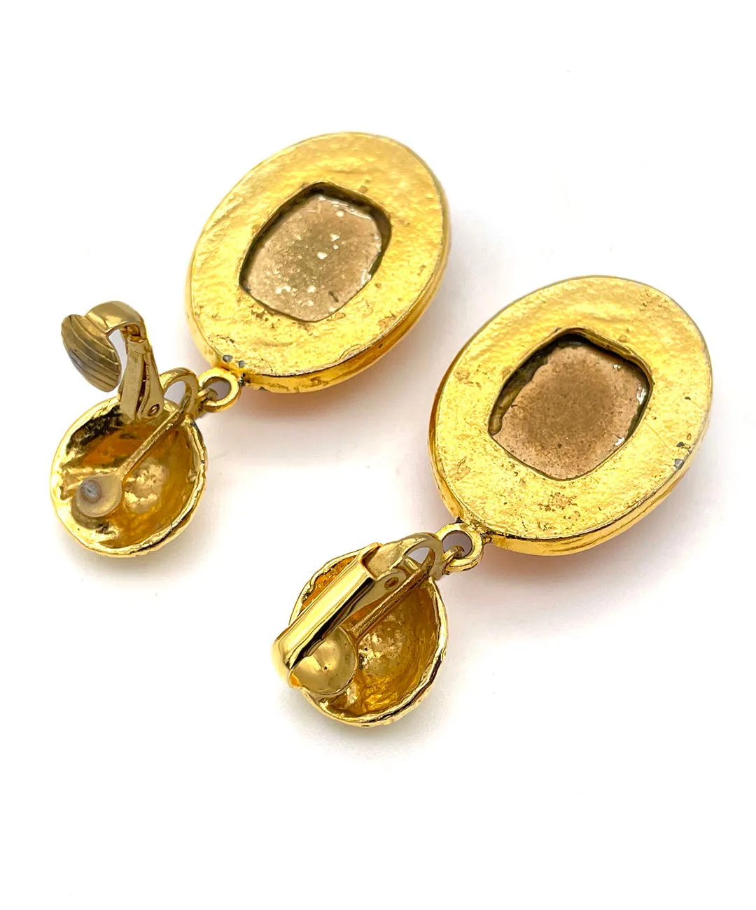 【USA輸入】ヴィンテージ  トパーズ カボション イヤリング/Vintage Topaz Cabochon Clip On Earrings