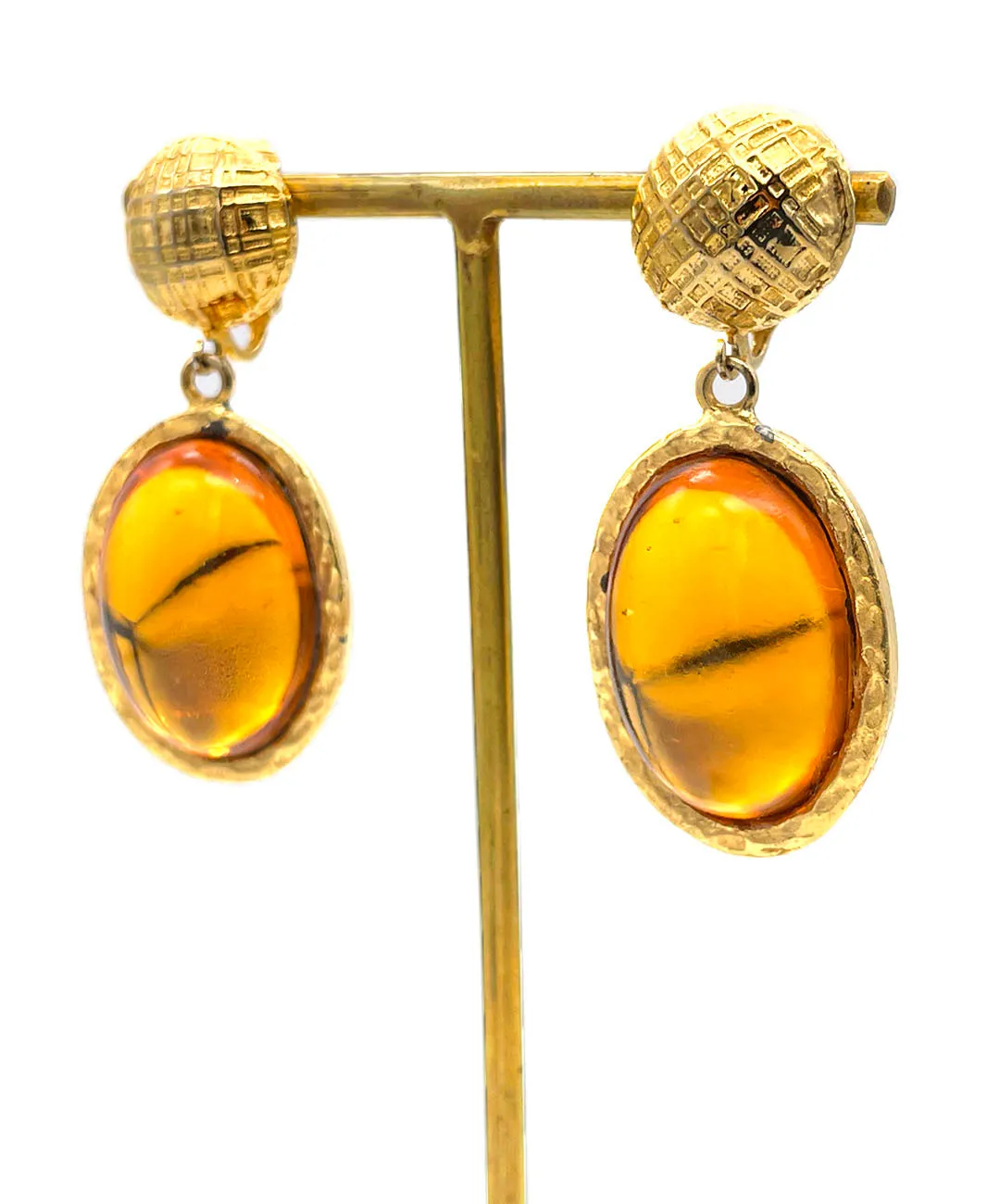 【USA輸入】ヴィンテージ  トパーズ カボション イヤリング/Vintage Topaz Cabochon Clip On Earrings