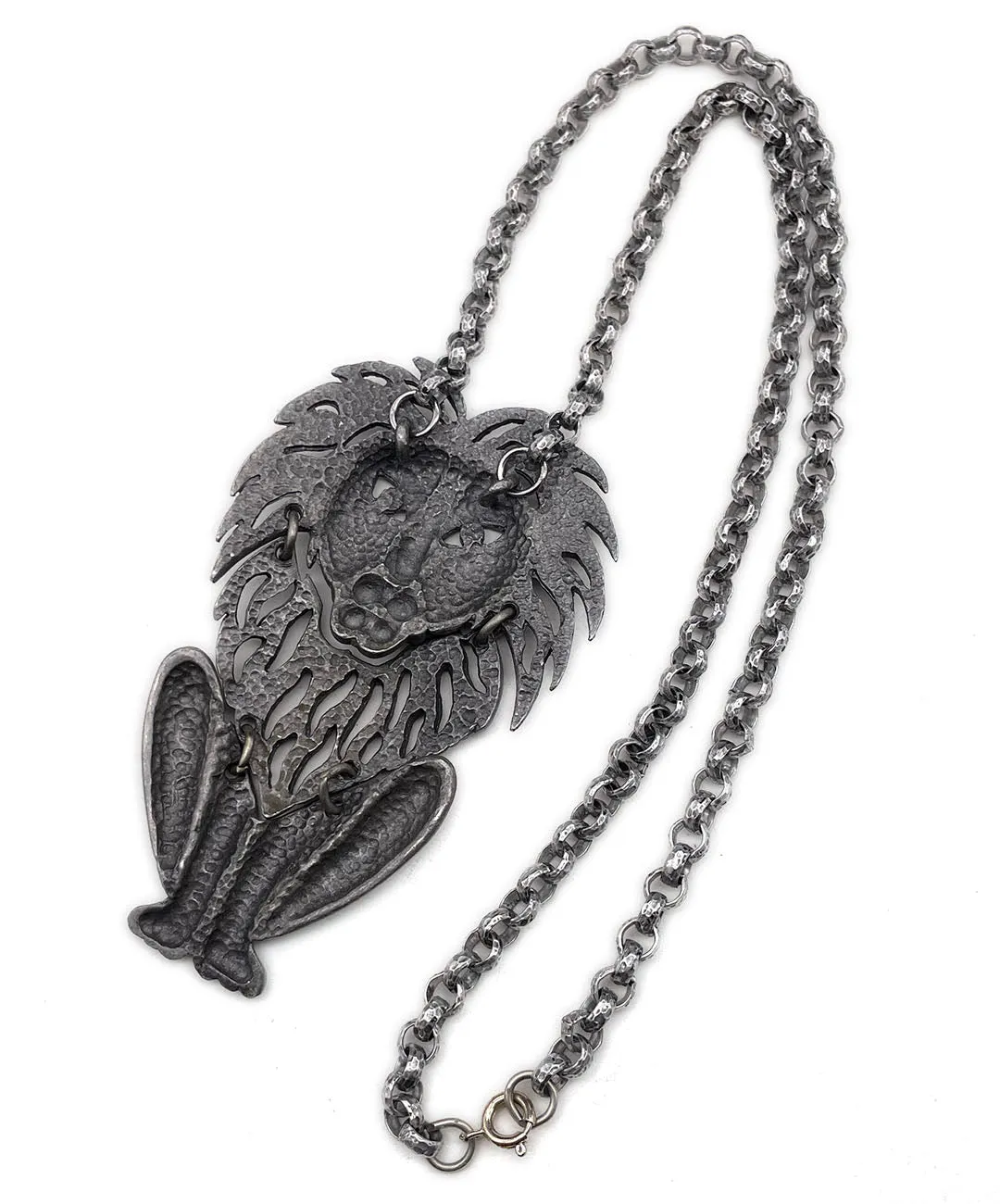 【USA輸入】ヴィンテージ ライオン マット シルバートーン ネックレス/Vintage Lion Matte Silver Necklace