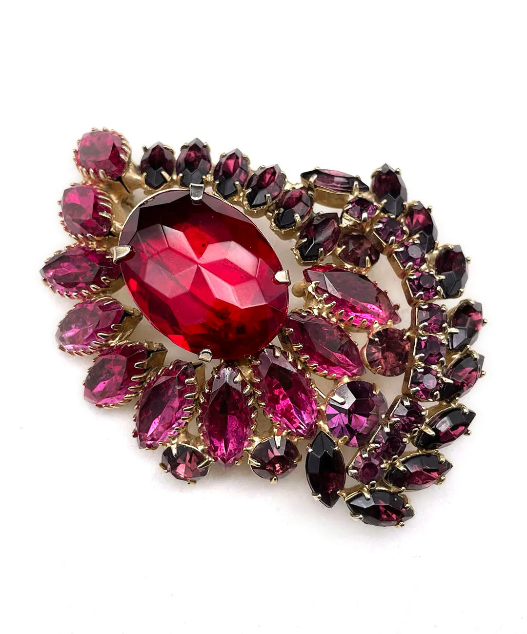 【USA輸入】ヴィンテージ レッド フューシャ ワイン ビジュー ブローチ/Vintage Red Fuchsia Wine Bijou Brooch