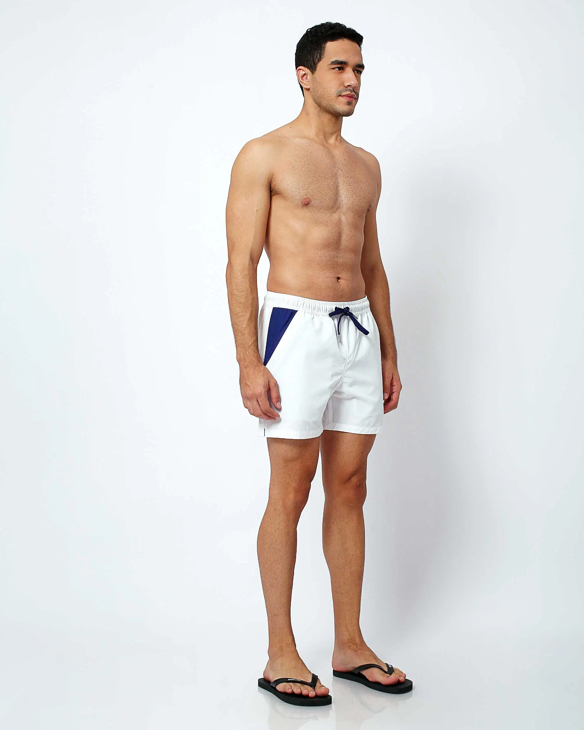 White - Swim Shorts with Waterproof Pocket