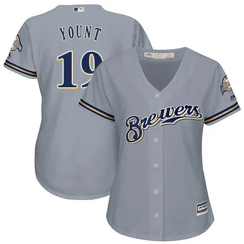 Women's Milwaukee Brewers Robin Yount Replica Road Jersey - Gray