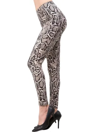 Women's Plus Snake Skin Animal Pattern Printed Leggings