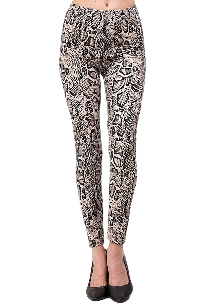 Women's Plus Snake Skin Animal Pattern Printed Leggings