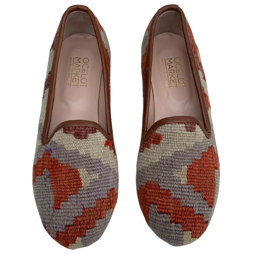 Women's Turkish Kilim Loafers Red & Lavender