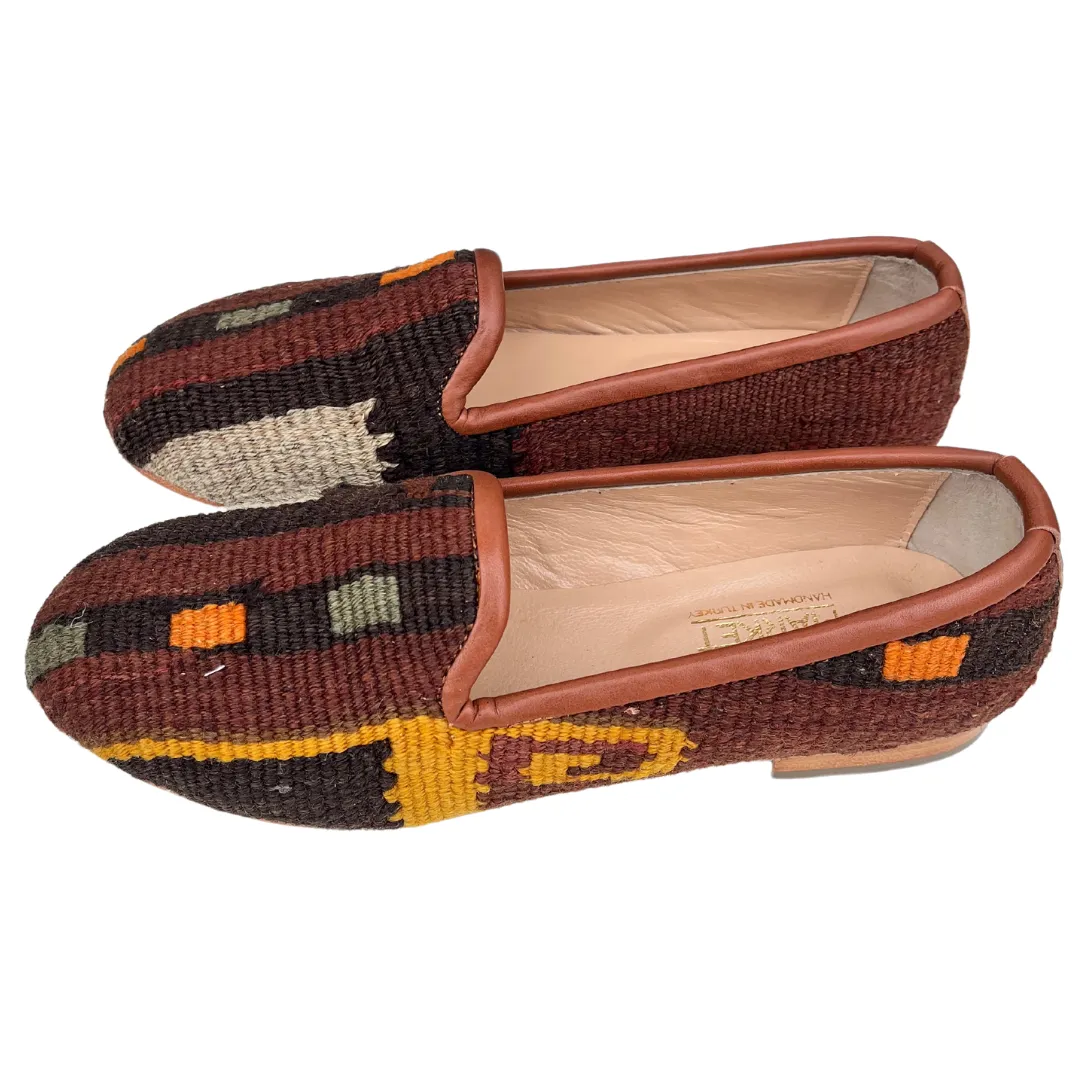 Women's Turkish Kilim Loafers | Rust, Brown