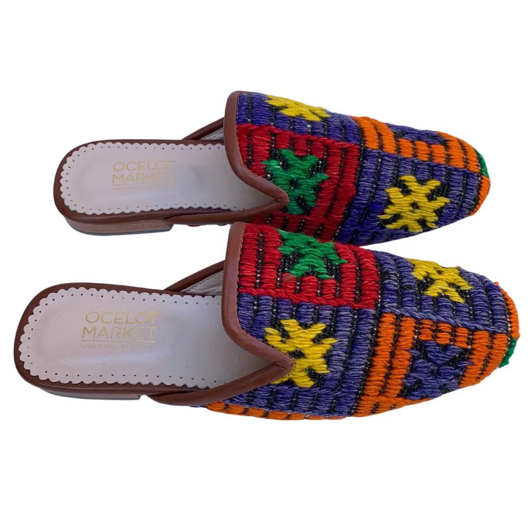 Women's Turkish Kilim Mules | Multicolor Pattern