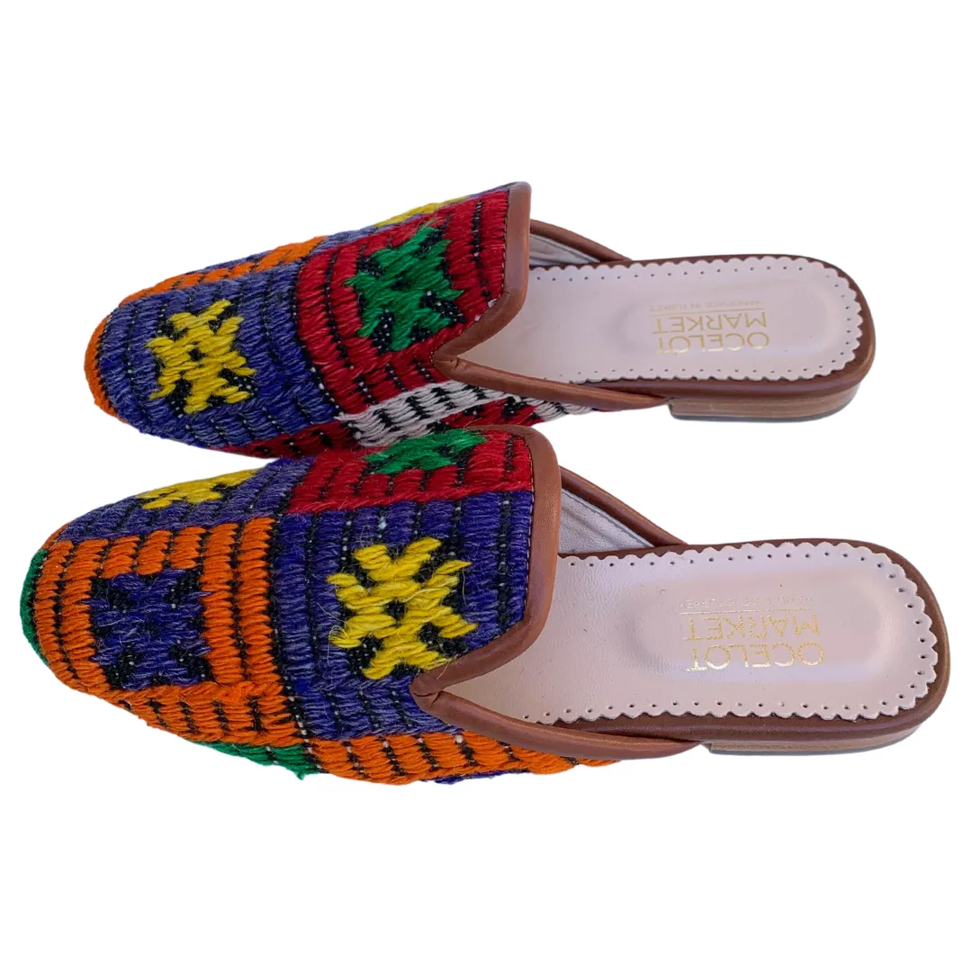 Women's Turkish Kilim Mules | Multicolor Pattern