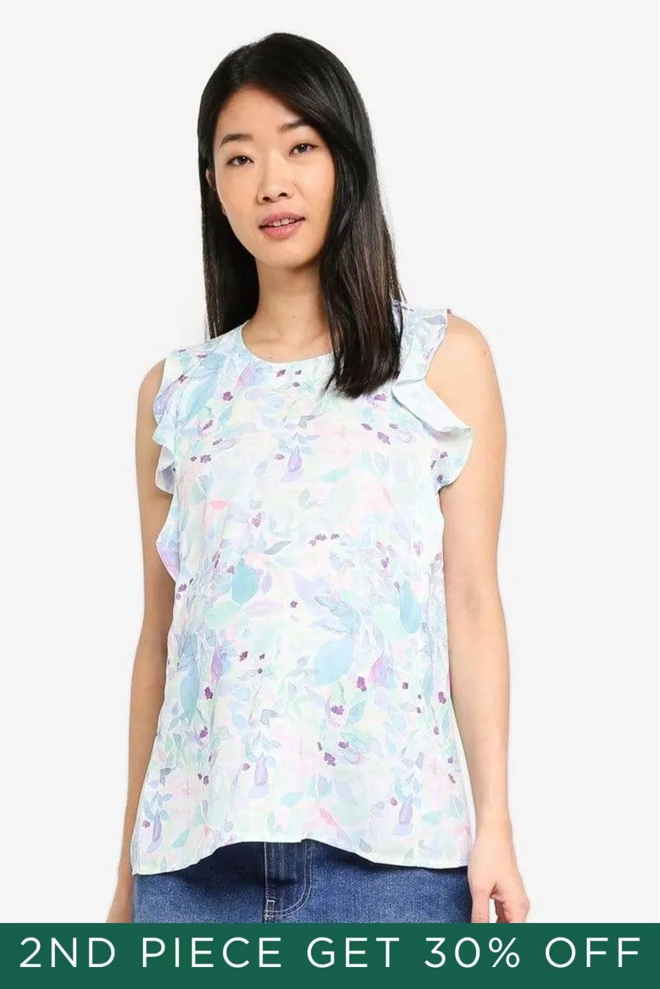 Woven Flutter Sleeve Clarity Nursing Top Waterprint