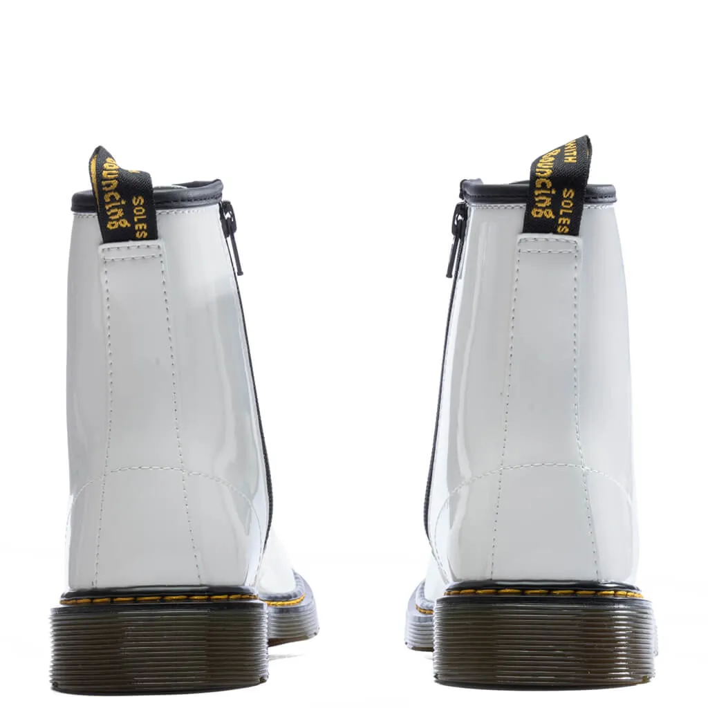 Youth 1460 Patent Leather Boots - White Patent Lamper