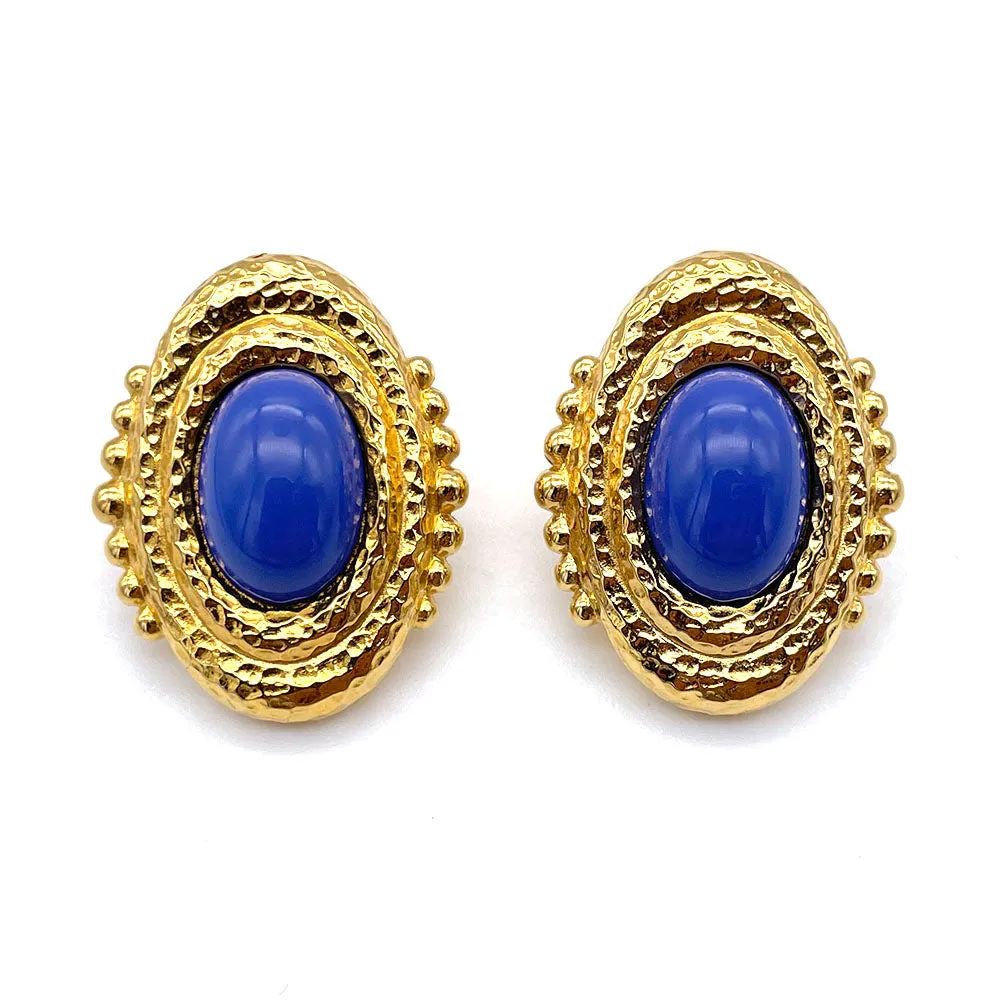 【カナダ輸入】ヴィンテージ MONET ブルー カボション ピアス/Vintage MONET Blue Cabochon Post Earrings