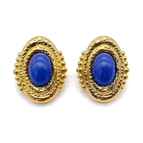 【カナダ輸入】ヴィンテージ MONET ブルー カボション ピアス/Vintage MONET Blue Cabochon Post Earrings