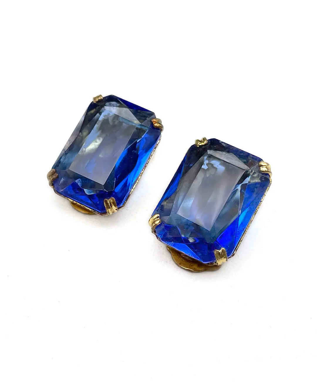 【チェコ買付】ヴィンテージ コバルトブルー ビジュー イヤリング/Vintage Blue Bijou Clip On Earrings