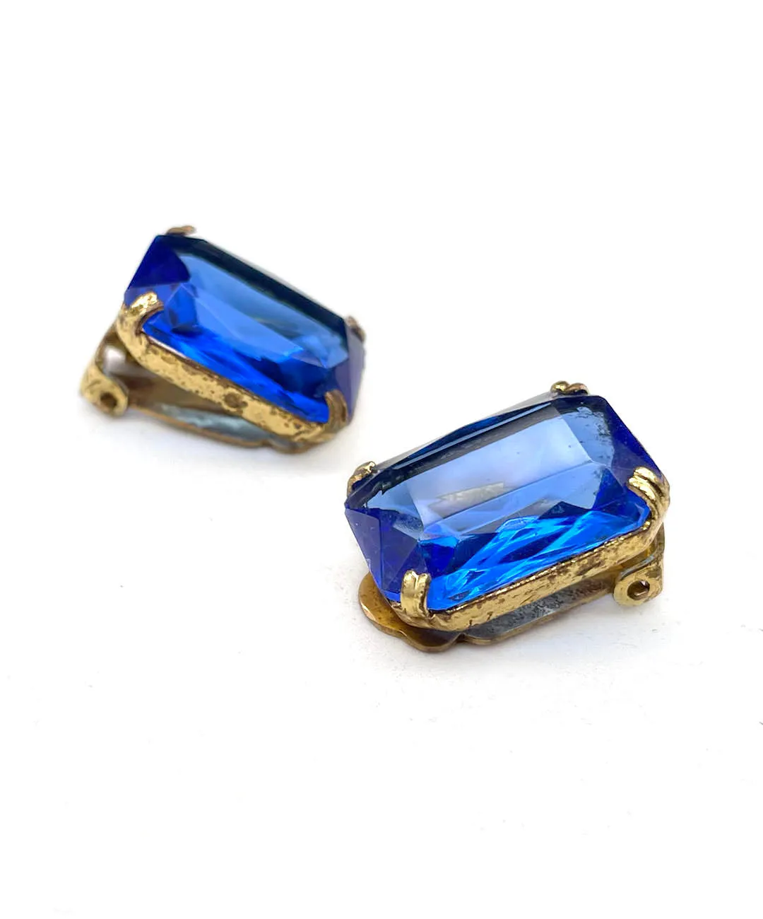 【チェコ買付】ヴィンテージ コバルトブルー ビジュー イヤリング/Vintage Blue Bijou Clip On Earrings