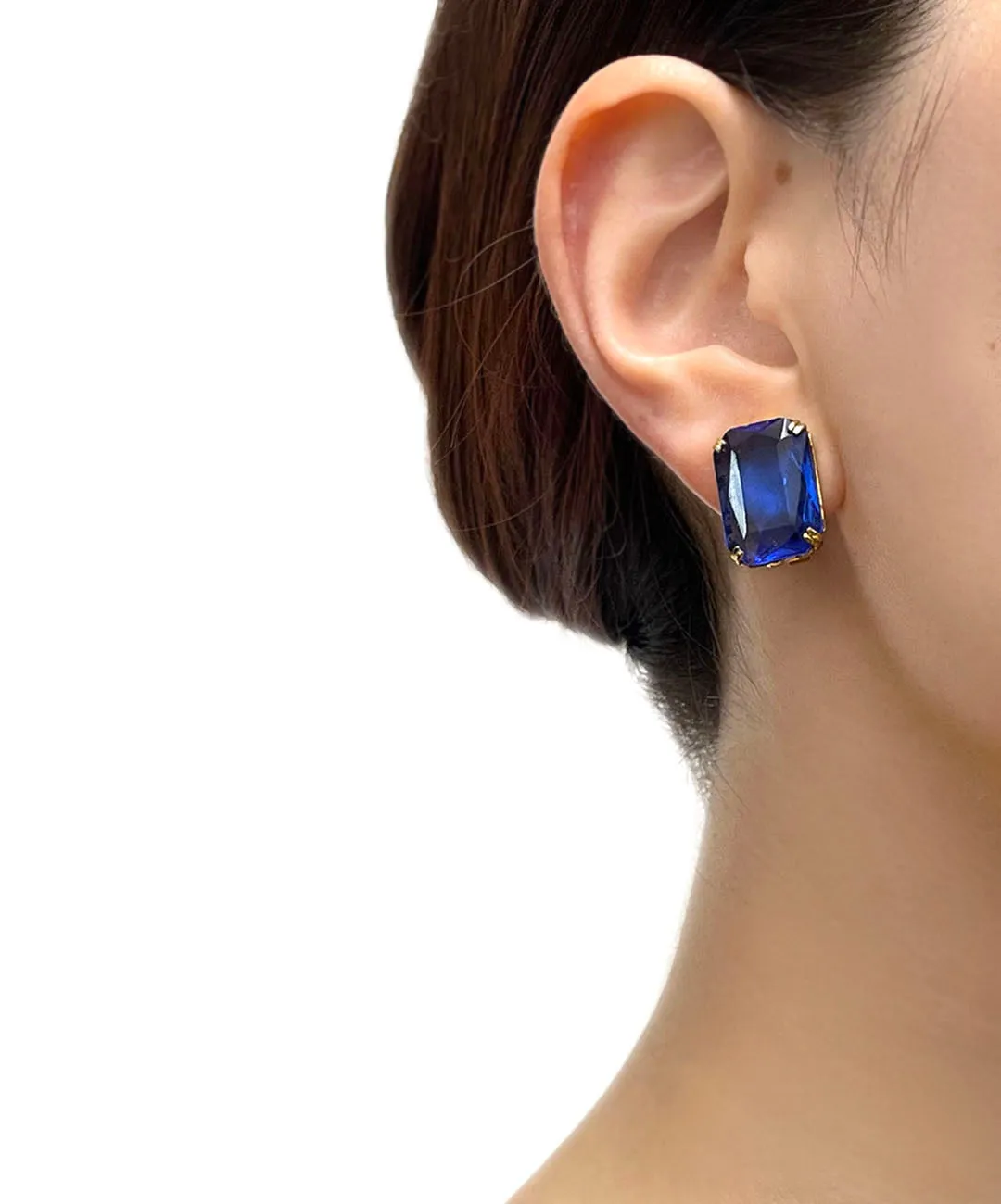 【チェコ買付】ヴィンテージ コバルトブルー ビジュー イヤリング/Vintage Blue Bijou Clip On Earrings