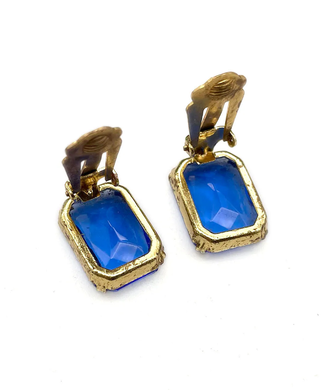 【チェコ買付】ヴィンテージ コバルトブルー ビジュー イヤリング/Vintage Blue Bijou Clip On Earrings