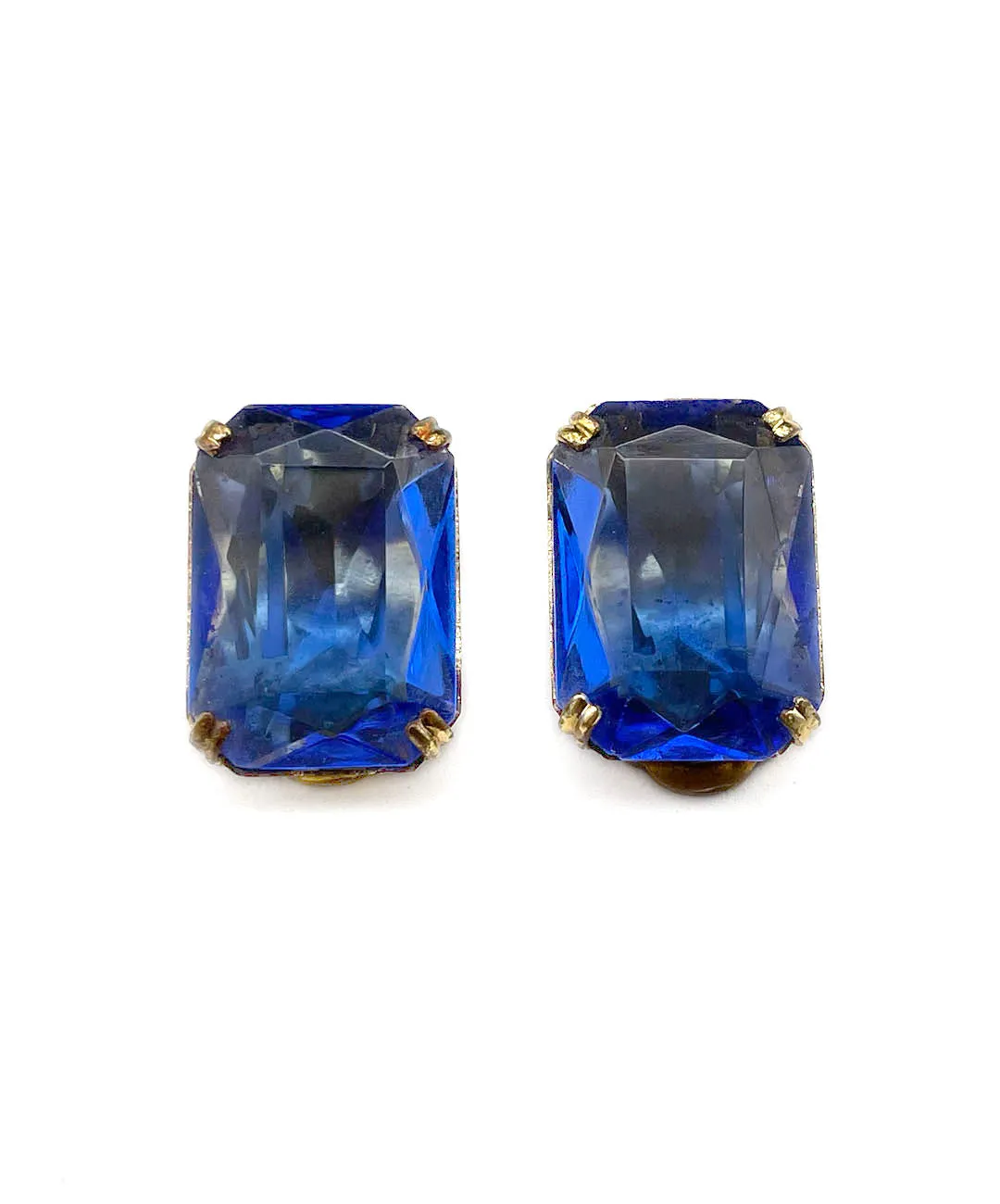 【チェコ買付】ヴィンテージ コバルトブルー ビジュー イヤリング/Vintage Blue Bijou Clip On Earrings