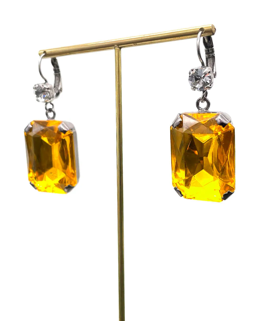 【ドイツ買付】ヴィンテージ SEIBOTH イエロー クリア ガラス ピアス/Vintage SEIBOTH Yellow Clear Glass Post Earrings