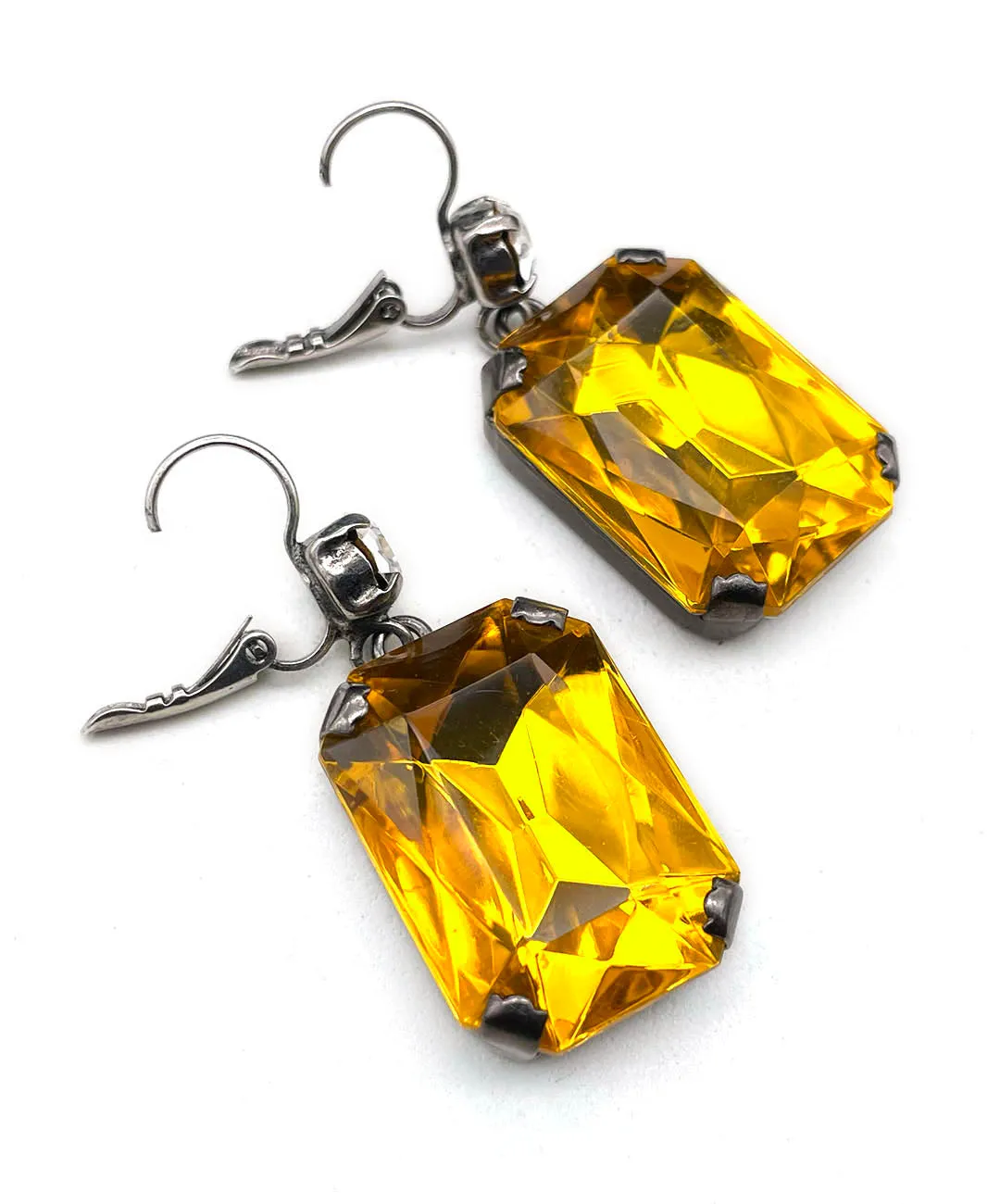 【ドイツ買付】ヴィンテージ SEIBOTH イエロー クリア ガラス ピアス/Vintage SEIBOTH Yellow Clear Glass Post Earrings