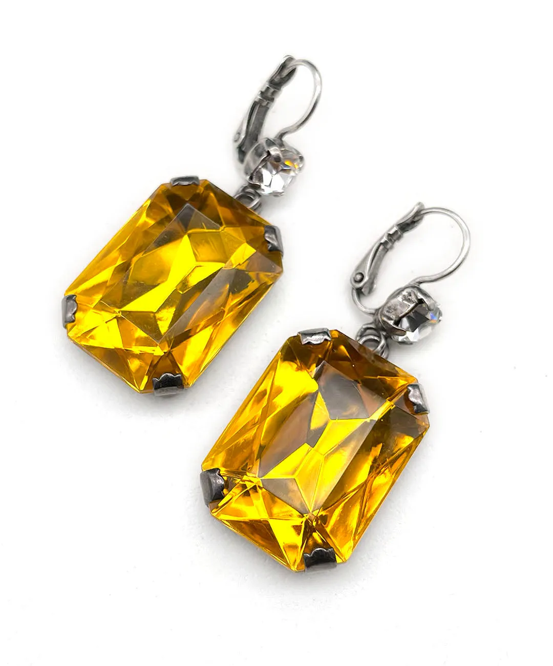 【ドイツ買付】ヴィンテージ SEIBOTH イエロー クリア ガラス ピアス/Vintage SEIBOTH Yellow Clear Glass Post Earrings