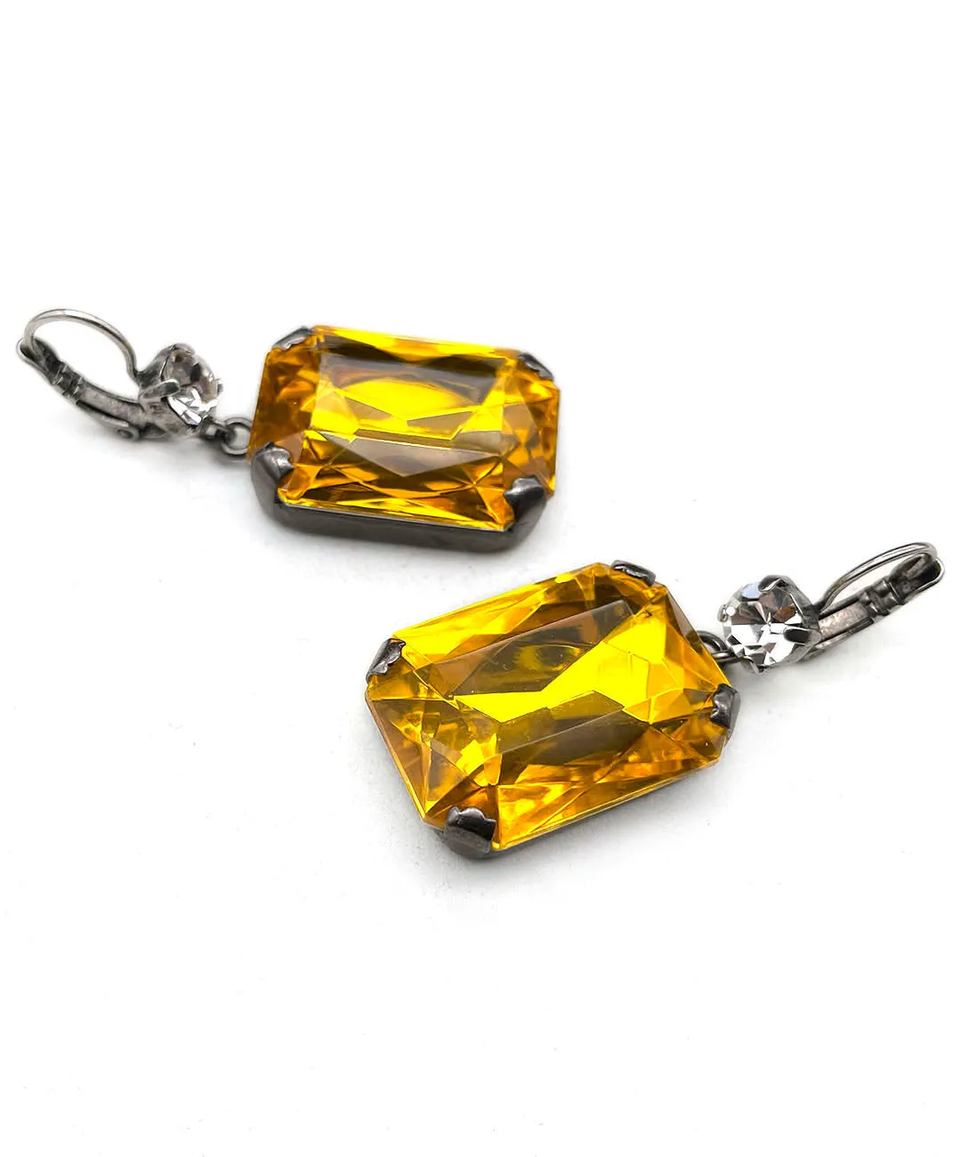 【ドイツ買付】ヴィンテージ SEIBOTH イエロー クリア ガラス ピアス/Vintage SEIBOTH Yellow Clear Glass Post Earrings