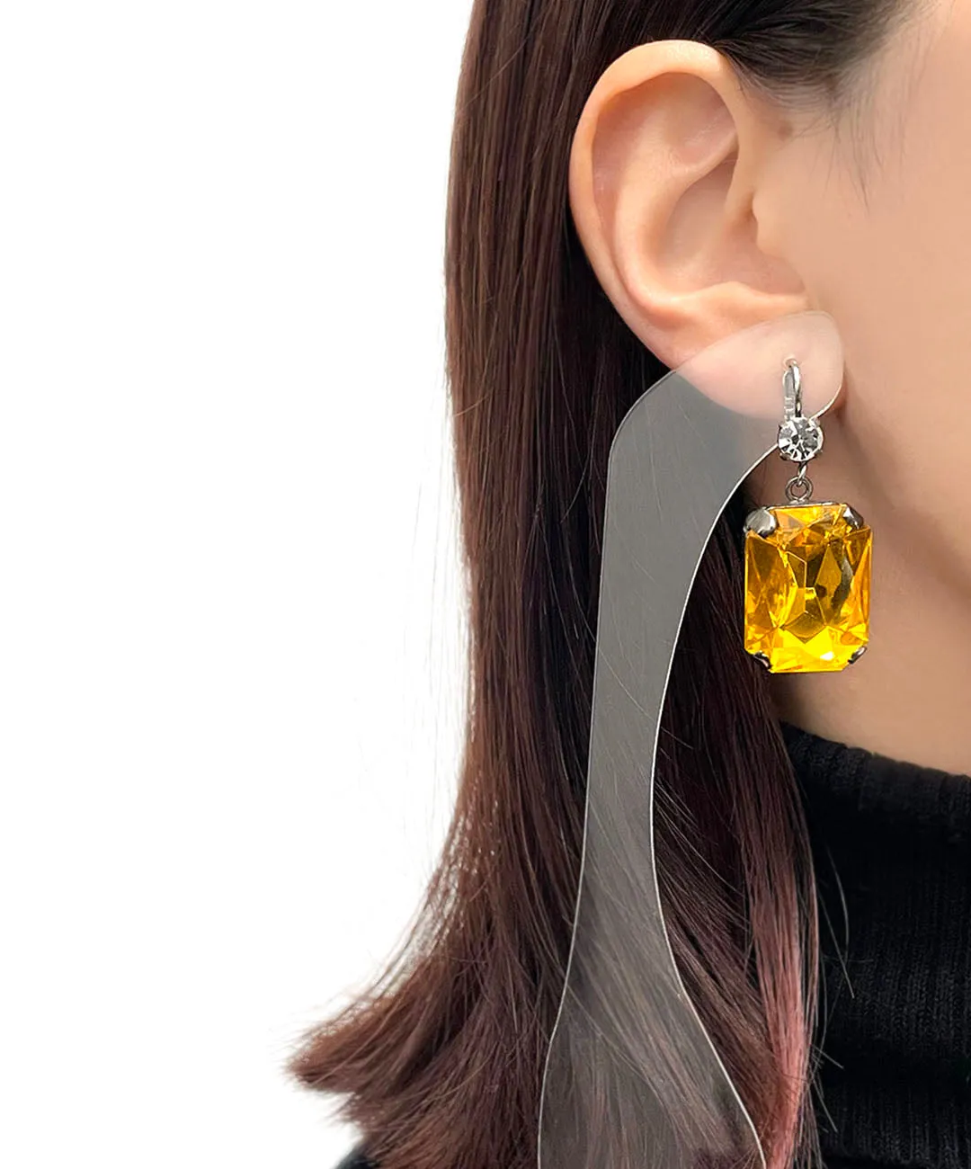 【ドイツ買付】ヴィンテージ SEIBOTH イエロー クリア ガラス ピアス/Vintage SEIBOTH Yellow Clear Glass Post Earrings