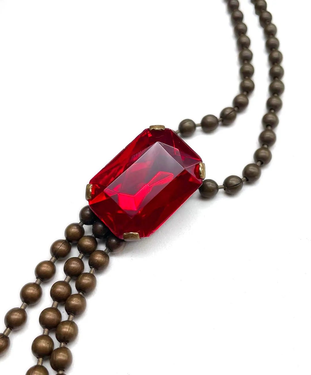 【ドイツ買付】ヴィンテージ SEIBOTH ガーネットレッド ビジュー ネックレス/Vintage SEIBOTH Garnet Bijou Necklace