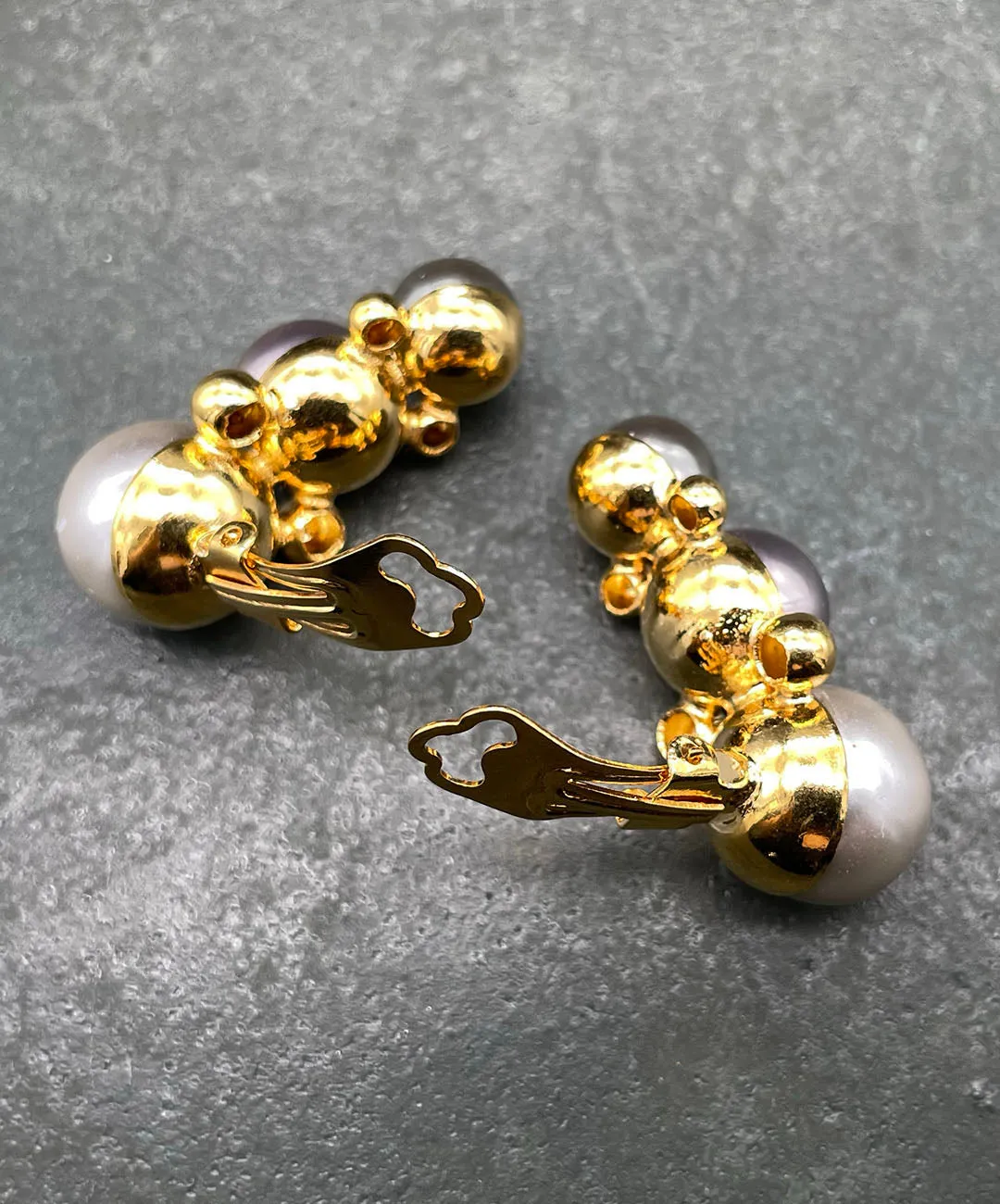 【ドイツ買付】ヴィンテージ SEIBOTH グレー パール イヤリング/Vintage SEIBOTH Gray Pearl Clip On Earrings