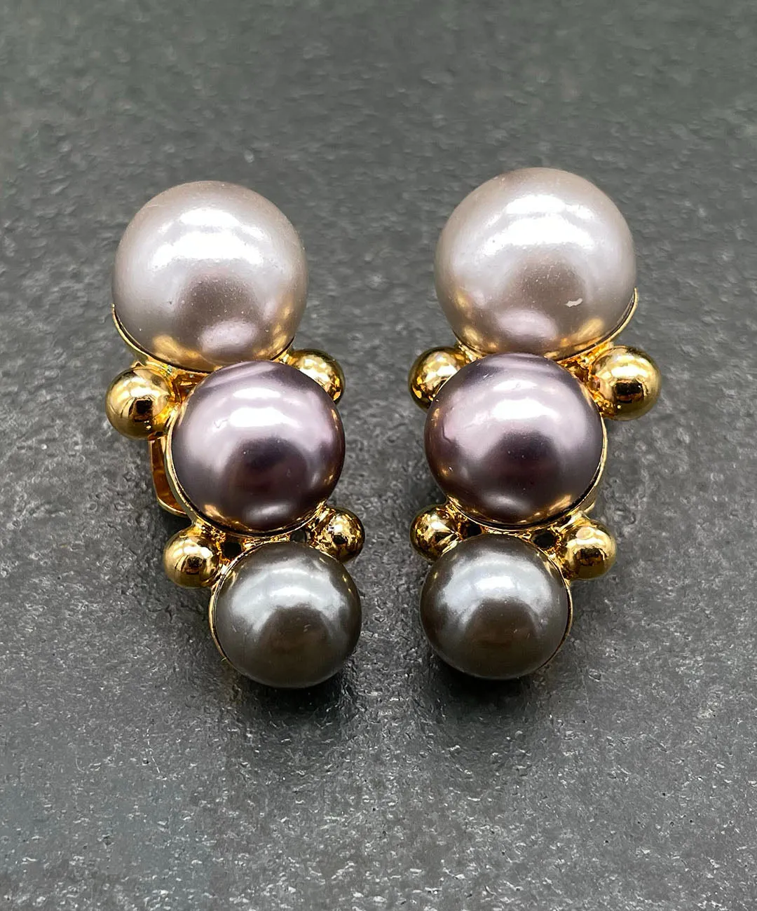 【ドイツ買付】ヴィンテージ SEIBOTH グレー パール イヤリング/Vintage SEIBOTH Gray Pearl Clip On Earrings