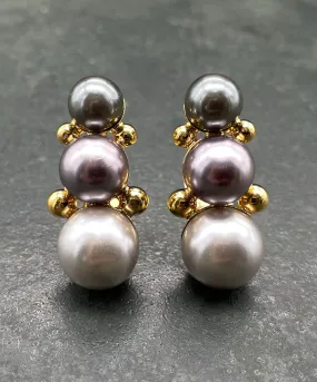 【ドイツ買付】ヴィンテージ SEIBOTH グレー パール イヤリング/Vintage SEIBOTH Gray Pearl Clip On Earrings